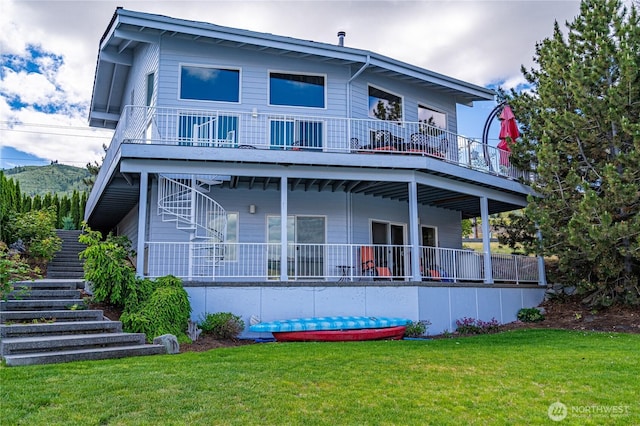 4270 US Highway 97a, Chelan, WA 98816 - rear view of house featuring stairway and a yard