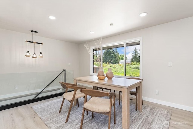 11433 SE 244th St, Kent, WA 98030 - dining space with light wood finished floors, baseboards, and recessed lighting