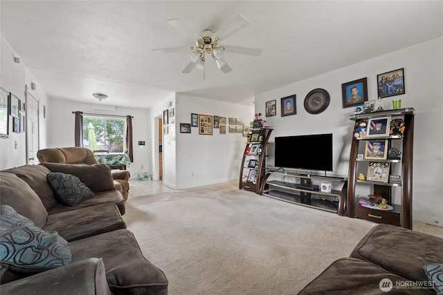 1223 Arnold Dr, Moses Lake, WA 98837 - living room with a ceiling fan, baseboards, and carpet floors