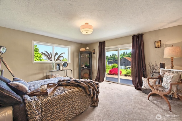 293 State Route 409, Cathlamet, WA 98612 - carpeted bedroom featuring access to exterior and a textured ceiling