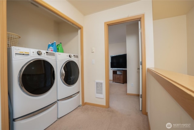 6018 Illinois Ln SE Unit B, Lacey, WA 98513 - washroom with washing machine and clothes dryer, light colored carpet, and baseboards