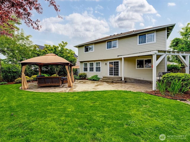1717 24th Ave Court SE, Puyallup, WA 98374 - rear view of house with a patio, a gazebo, a yard, and an outdoor hangout area