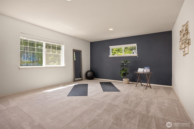 23600 Dunbar Pl NW, Poulsbo, WA 98370 - workout room featuring carpet and recessed lighting