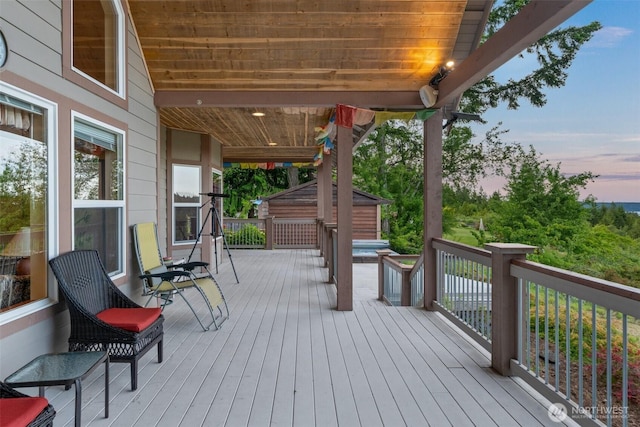 14647 NW Honeyhill Loop, Seabeck, WA 98380 - view of deck at dusk