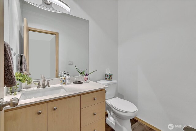 14525 1st Ln NE Unit C, Duvall, WA 98019 - bathroom with vanity, toilet, and wood finished floors