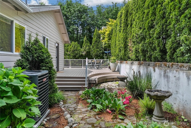 1402 E Lake Dr, Bremerton, WA 98312 - wooden terrace with central air condition unit