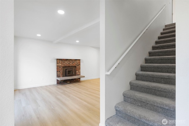 9828 33rd Dr SE, Everett, WA 98208 - stairs featuring wood finished floors, recessed lighting, and baseboards