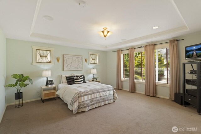 27 148th Pl SW, Lynnwood, WA 98087 - carpeted bedroom featuring a raised ceiling and baseboards