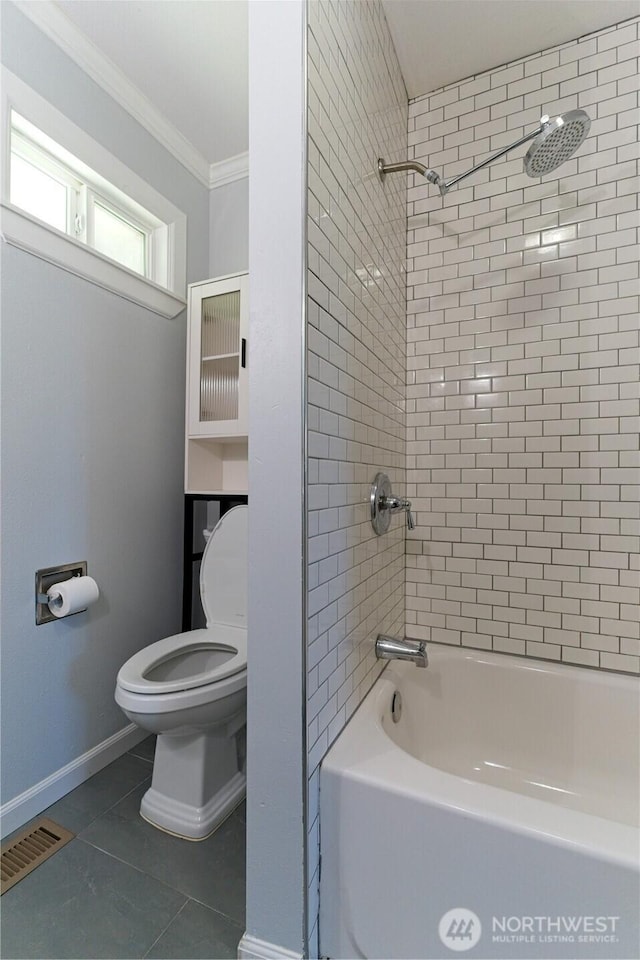 7519 221st Pl SW, Edmonds, WA 98026 - full bath featuring crown molding, tile patterned flooring, and shower / tub combination