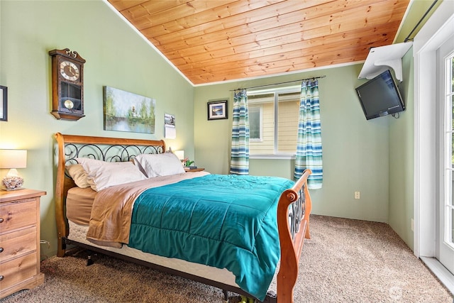 7005 Helweg Ln, Blaine, WA 98230 - bedroom featuring wooden ceiling, carpet flooring, multiple windows, ornamental molding, and lofted ceiling