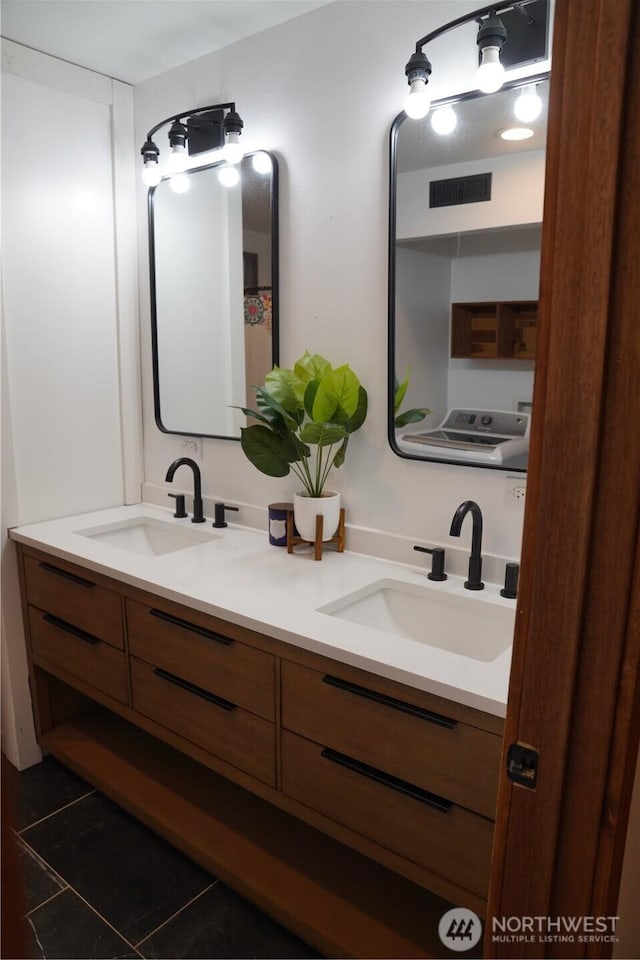 1360 Colchester Dr SE, Port Orchard, WA 98366 - full bath featuring double vanity and tile patterned floors