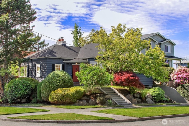 1635 46th Ave SW, Seattle, WA 98116 - view of front facade featuring stairs and a chimney