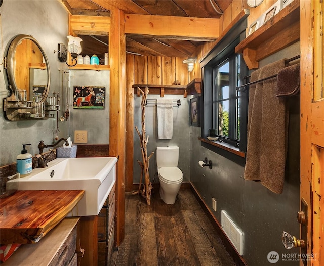 354 Nighthawk Ln, Orcas Island, WA 98279 - bathroom with wood-type flooring, toilet, and vanity