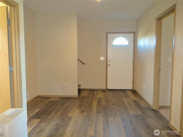 1080 Greenview Ct SW, Ocean Shores, WA 98569 - foyer featuring wood finished floors, stairway, and baseboards