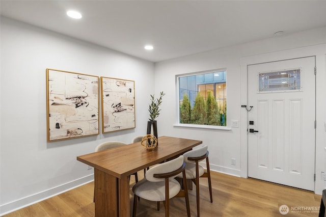 11550 22nd Ave NE, Seattle, WA 98125 - dining space with baseboards, light wood-style floors, and recessed lighting
