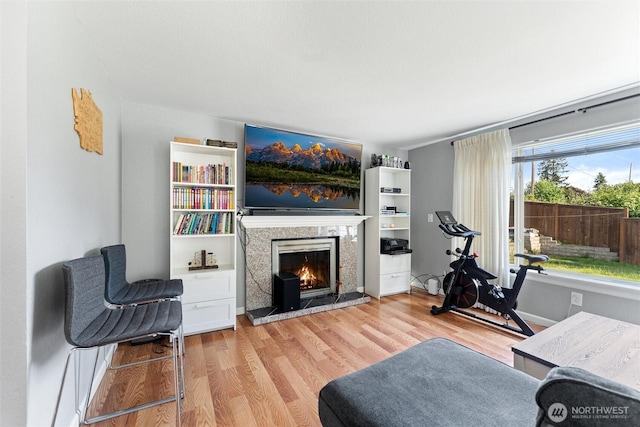 10319 SE 228th St, Kent, WA 98031 - living area with wood finished floors and a high end fireplace