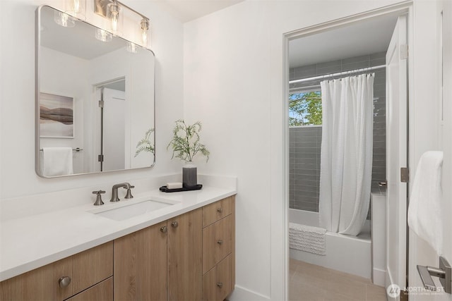 10304 NE 113th Pl, Kirkland, WA 98033 - bathroom featuring vanity and shower / tub combo with curtain