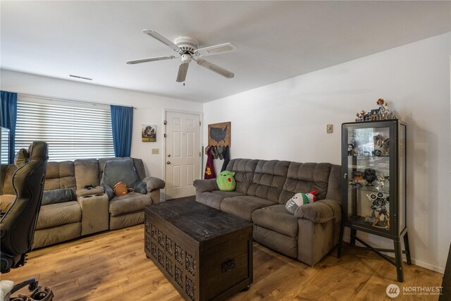 14904 108th Pl NE, Bothell, WA 98011 - living area with a ceiling fan and light wood finished floors