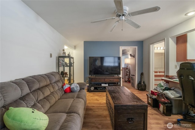 14904 108th Pl NE, Bothell, WA 98011 - living area featuring a ceiling fan and light wood-type flooring