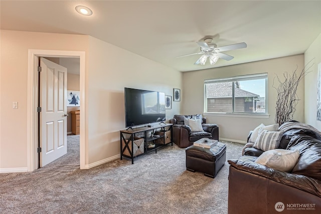 270 Kitsap Ave NE, Renton, WA 98059 - carpeted living room featuring a ceiling fan and baseboards