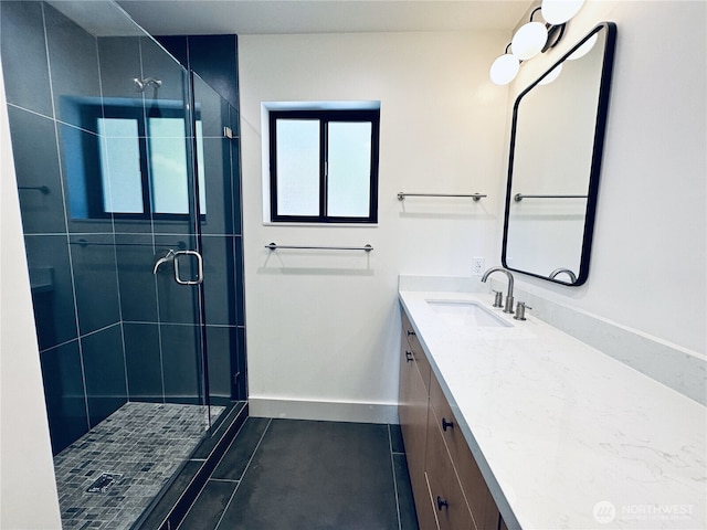 7400 Miller Way, Glacier, WA 98244 - full bathroom featuring vanity, baseboards, and a shower stall