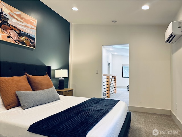 7400 Miller Way, Glacier, WA 98244 - bedroom with an AC wall unit, recessed lighting, carpet flooring, and baseboards