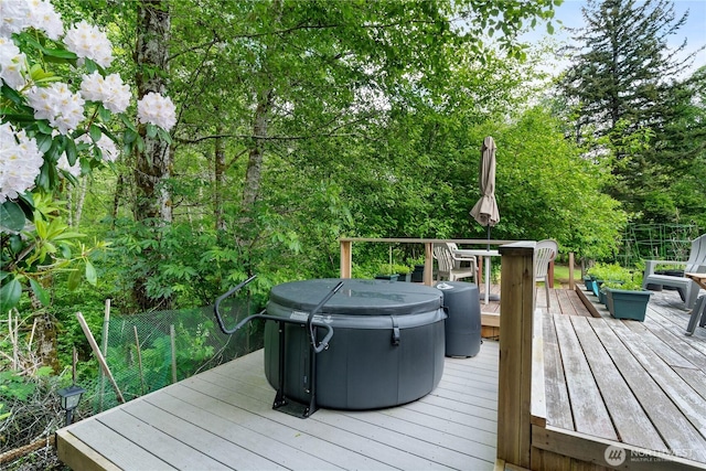 973 US Highway 101, Cosmopolis, WA 98537 - wooden deck with a hot tub