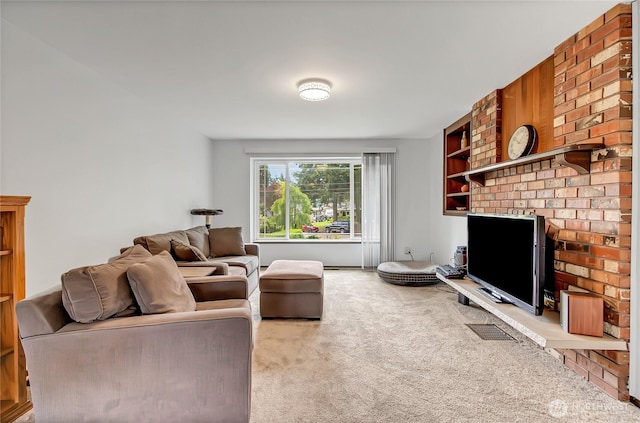 4701 161st St E, Tacoma, WA 98446 - living room with carpet and a brick fireplace