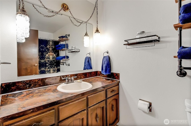 4701 161st St E, Tacoma, WA 98446 - bathroom featuring vanity and a shower with shower curtain