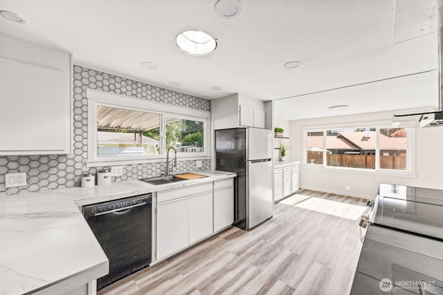 12615 113th St E Unit 249, Puyallup, WA 98374 - kitchen with appliances with stainless steel finishes, a sink, white cabinets, and plenty of natural light