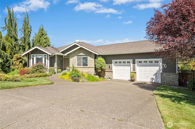 12232 SE 80th Way, Newcastle, WA 98056 - ranch-style house with asphalt driveway, a garage, brick siding, and roof with shingles