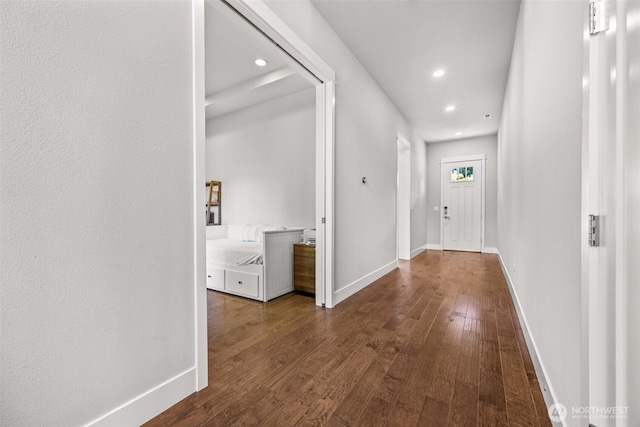 21888 SE 5th Pl, Sammamish, WA 98074 - corridor featuring dark wood-style floors, recessed lighting, and baseboards