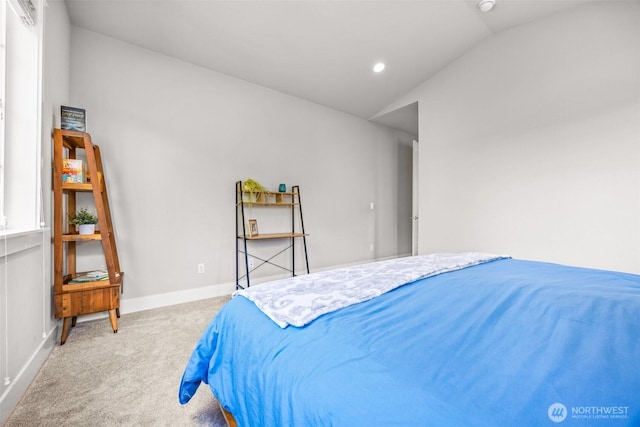 21888 SE 5th Pl, Sammamish, WA 98074 - carpeted bedroom featuring vaulted ceiling, baseboards, and recessed lighting