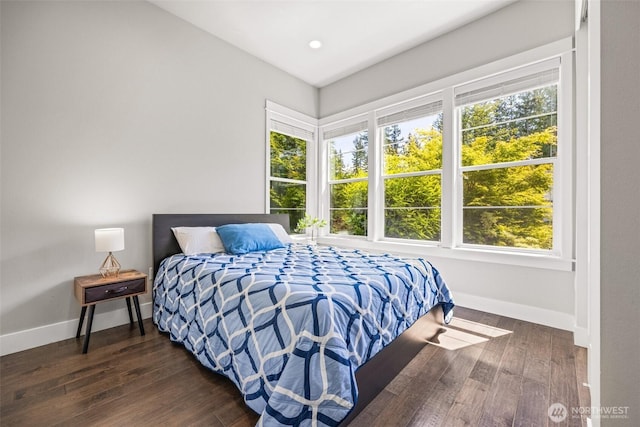 21888 SE 5th Pl, Sammamish, WA 98074 - bedroom featuring baseboards, multiple windows, hardwood / wood-style floors, and recessed lighting