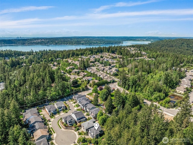21888 SE 5th Pl, Sammamish, WA 98074 - view of property location with a heavily wooded area, nearby suburban area, and a large body of water