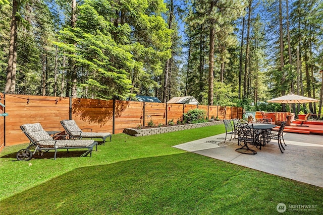 18880 Pine Loop, Leavenworth, WA 98826 - view of yard featuring a patio area and view of wooded area