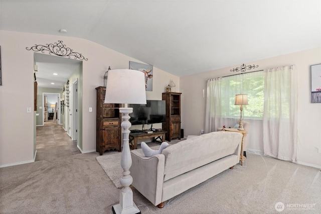 4628 109th Ave SE, Snohomish, WA 98290 - carpeted living room with vaulted ceiling and baseboards