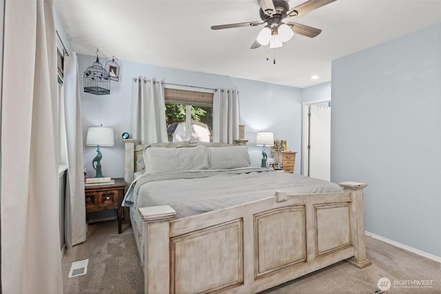 4628 109th Ave SE, Snohomish, WA 98290 - bedroom featuring light colored carpet, a ceiling fan, and baseboards