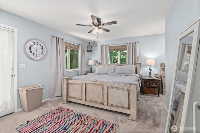 4628 109th Ave SE, Snohomish, WA 98290 - bedroom featuring light colored carpet, ceiling fan, and baseboards