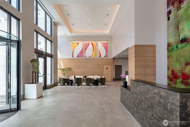 2510 6th Ave Unit 2802, Seattle, WA 98121 - common area with a towering ceiling and recessed lighting