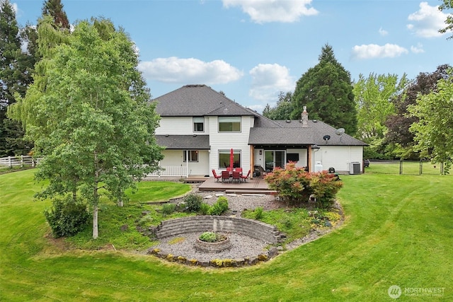 8906 NE 275th St, Battle Ground, WA 98604 - rear view of house with central AC unit, roof with shingles, and a patio
