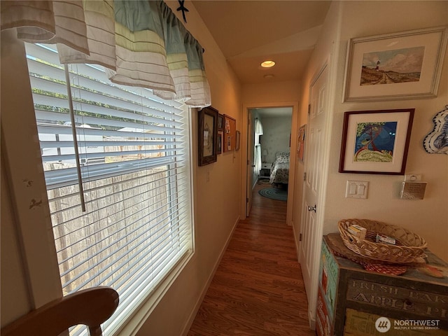 30511 M Pl, Ocean Park, WA 98640 - hallway featuring wood finished floors and vaulted ceiling