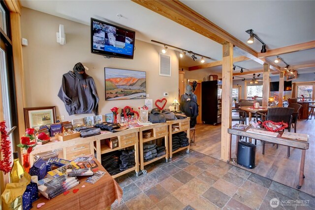 140 Twisp Ave W Unit 204, Twisp, WA 98856 - office with rail lighting and stone finish floors