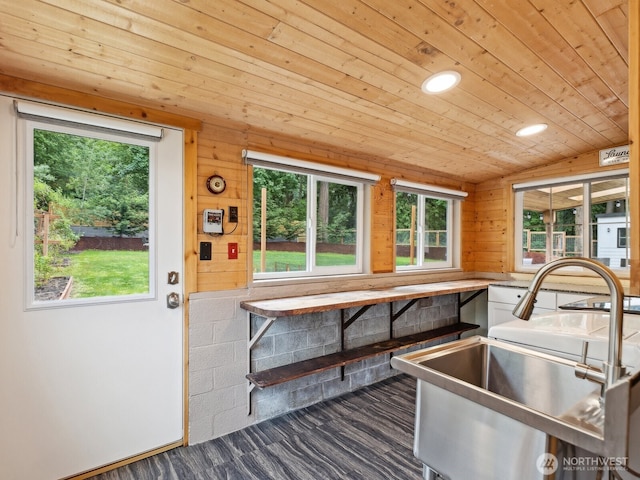 957 SW Camano Dr, Camano Island, WA 98282 - kitchen with a sink, wooden ceiling, and recessed lighting
