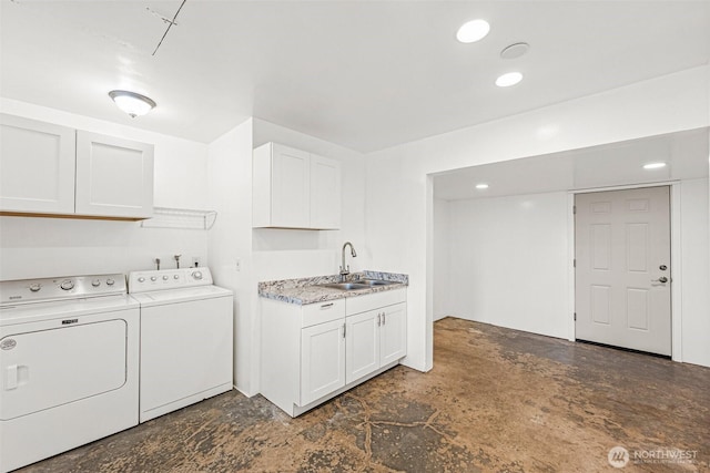 7391 E Grandview St, Port Orchard, WA 98366 - laundry area with separate washer and dryer, cabinet space, and recessed lighting