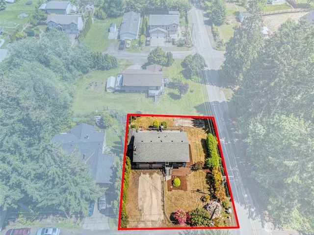 7391 E Grandview St, Port Orchard, WA 98366 - aerial perspective of suburban area with property parcel outlined