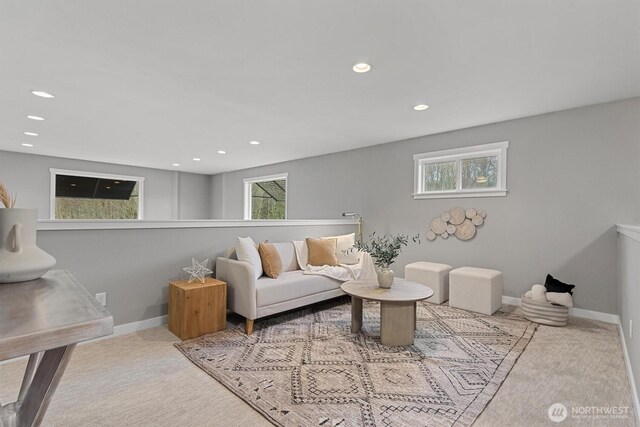 31632 19th Dr NW, Stanwood, WA 98292 - living room featuring carpet floors, recessed lighting, and baseboards