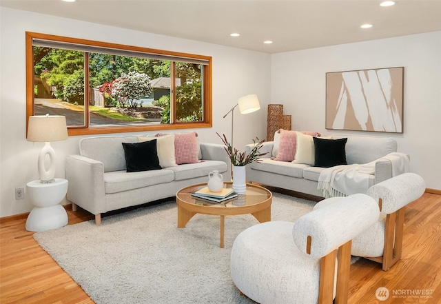2714 162nd Ave NE, Bellevue, WA 98008 - living room with recessed lighting, wood finished floors, and baseboards