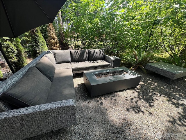 1546 Reservation Rd SE # 191, Olympia, WA 98513 - view of patio / terrace with an outdoor living space with a fire pit