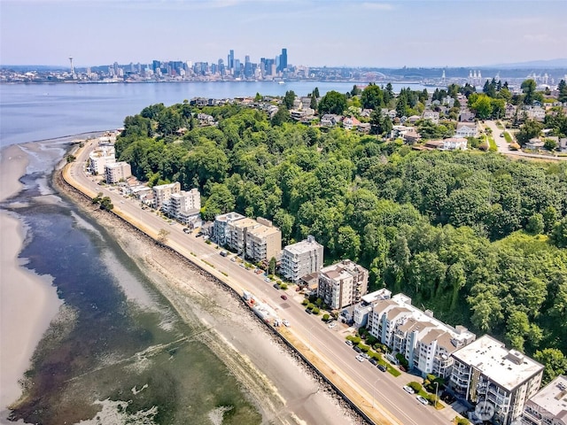 1526 Alki Ave SW Unit 303, Seattle, WA 98116 - drone / aerial view of a nearby body of water and city skyline